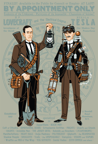 Illustration for article titled Someone please make this: HP Lovecraft and Nikola Tesla, Paranormal Investigators